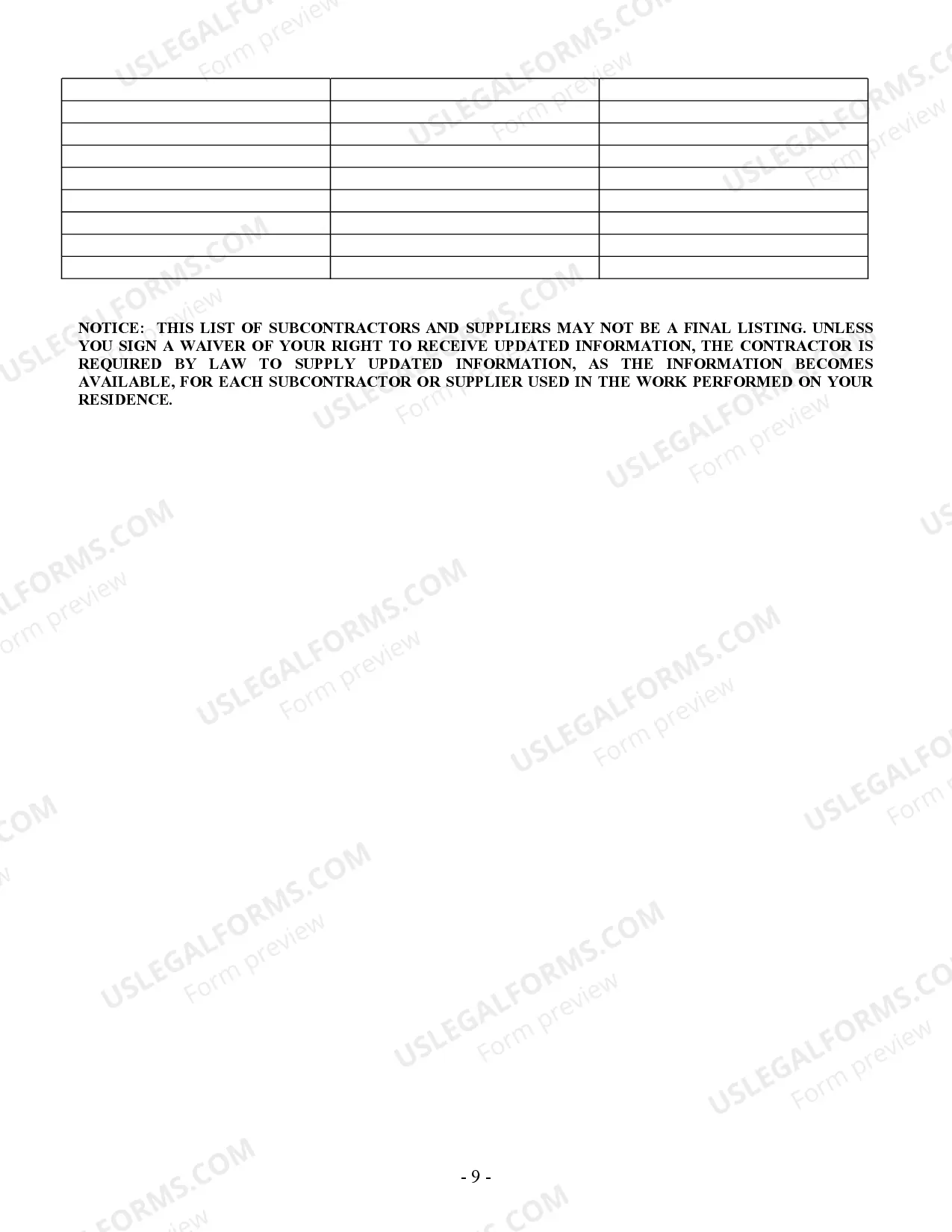 Preview HVAC Contract for Contractor