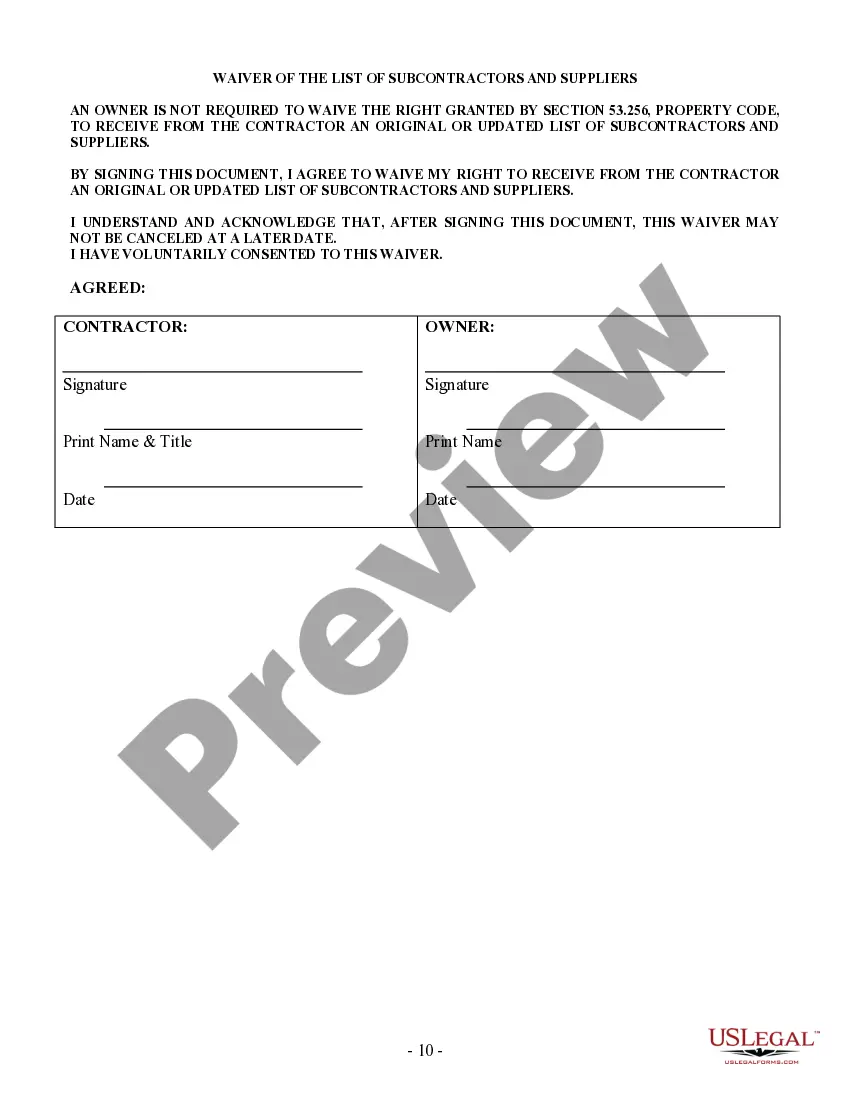 Preview Landscape Contract for Contractor