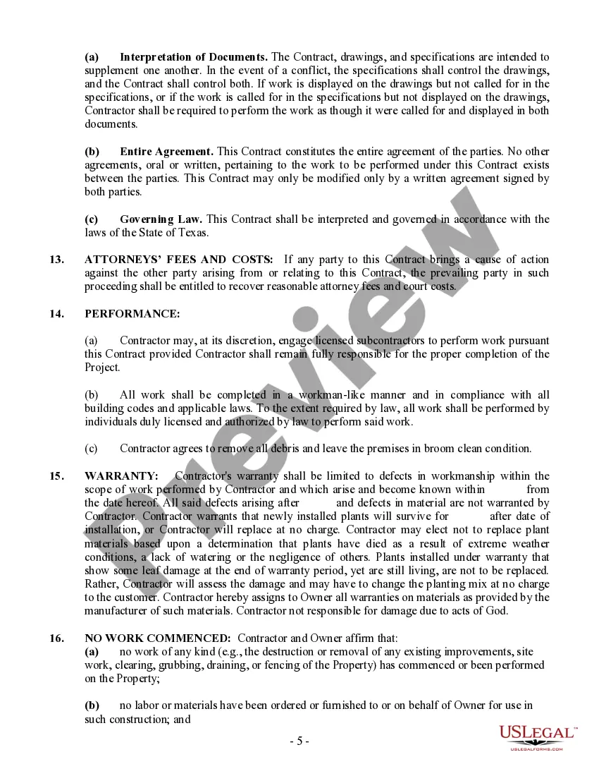 Preview Landscape Contract for Contractor