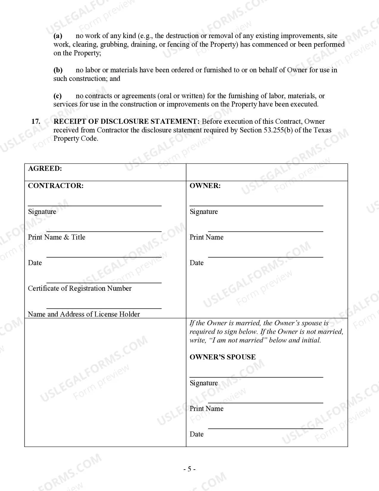 Preview Excavator Contract for Contractor