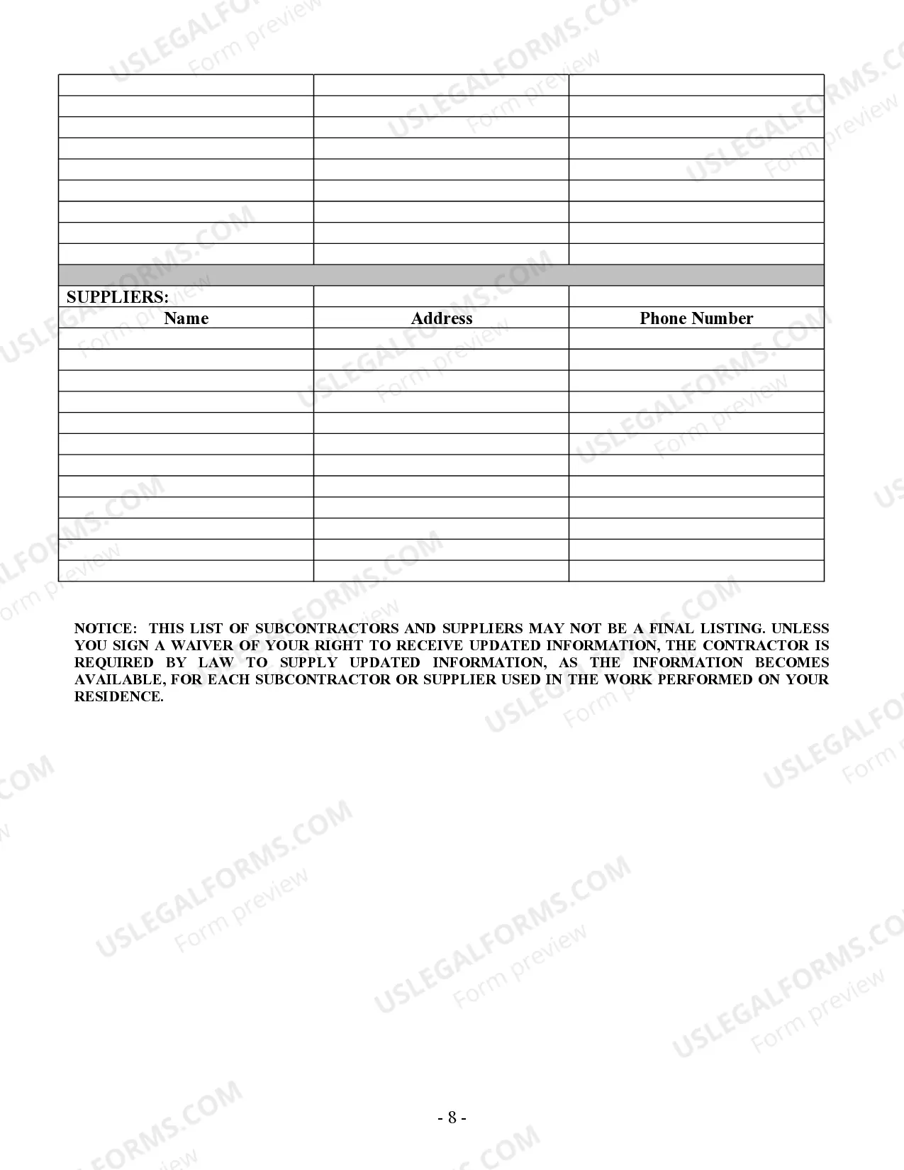Preview Excavator Contract for Contractor