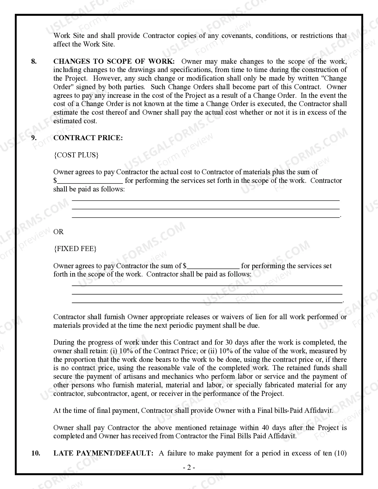 Preview Residential Cleaning Contract for Contractor