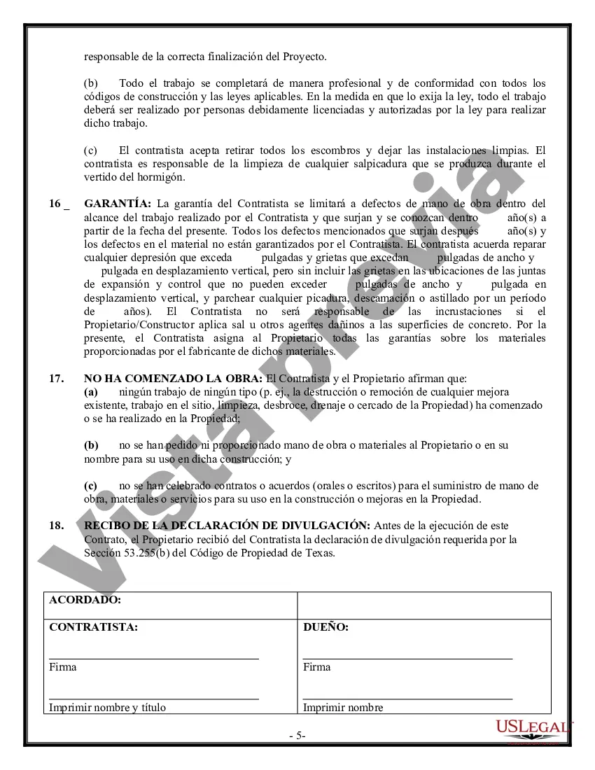 Preview Contrato de albañil de hormigón para contratista