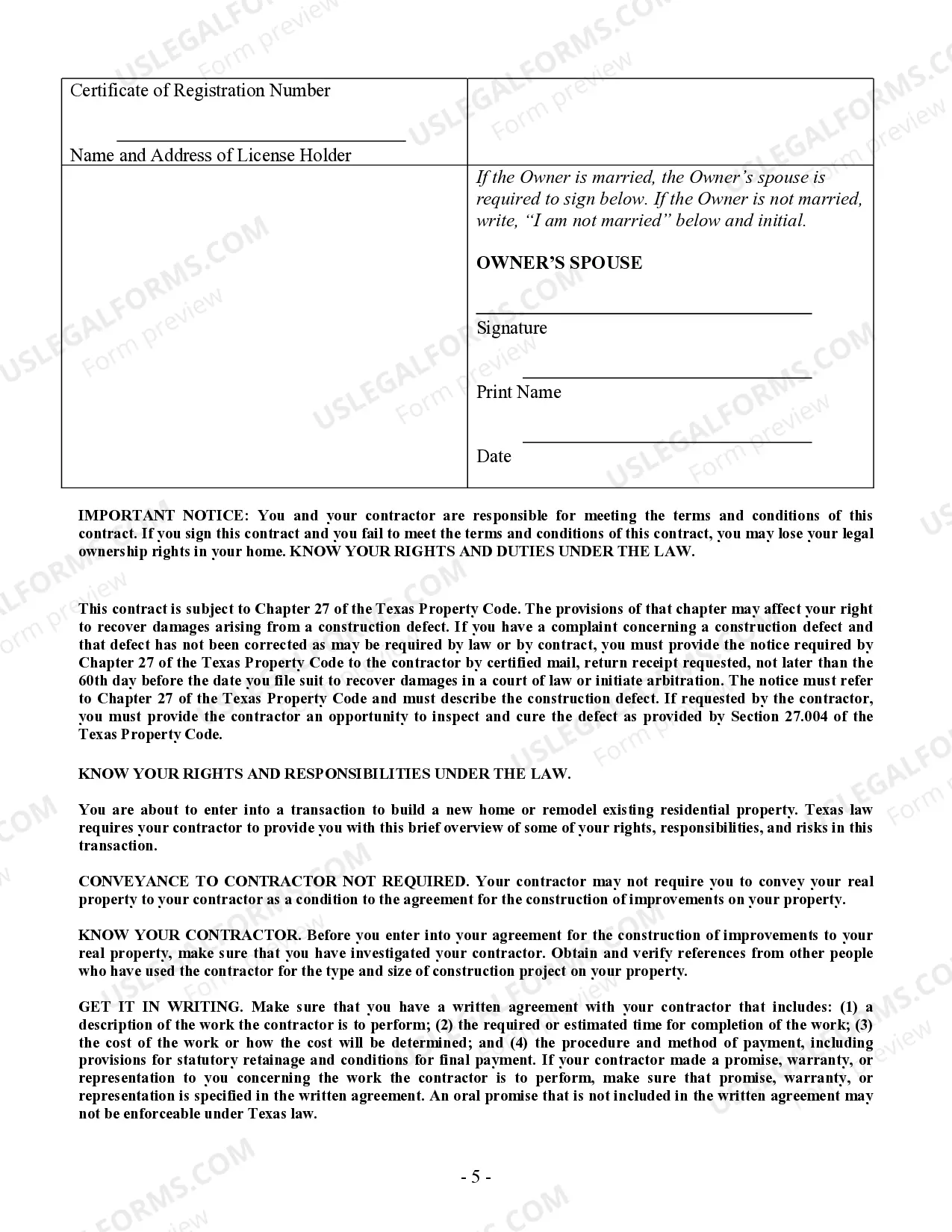 Preview Insulation Contract for Contractor