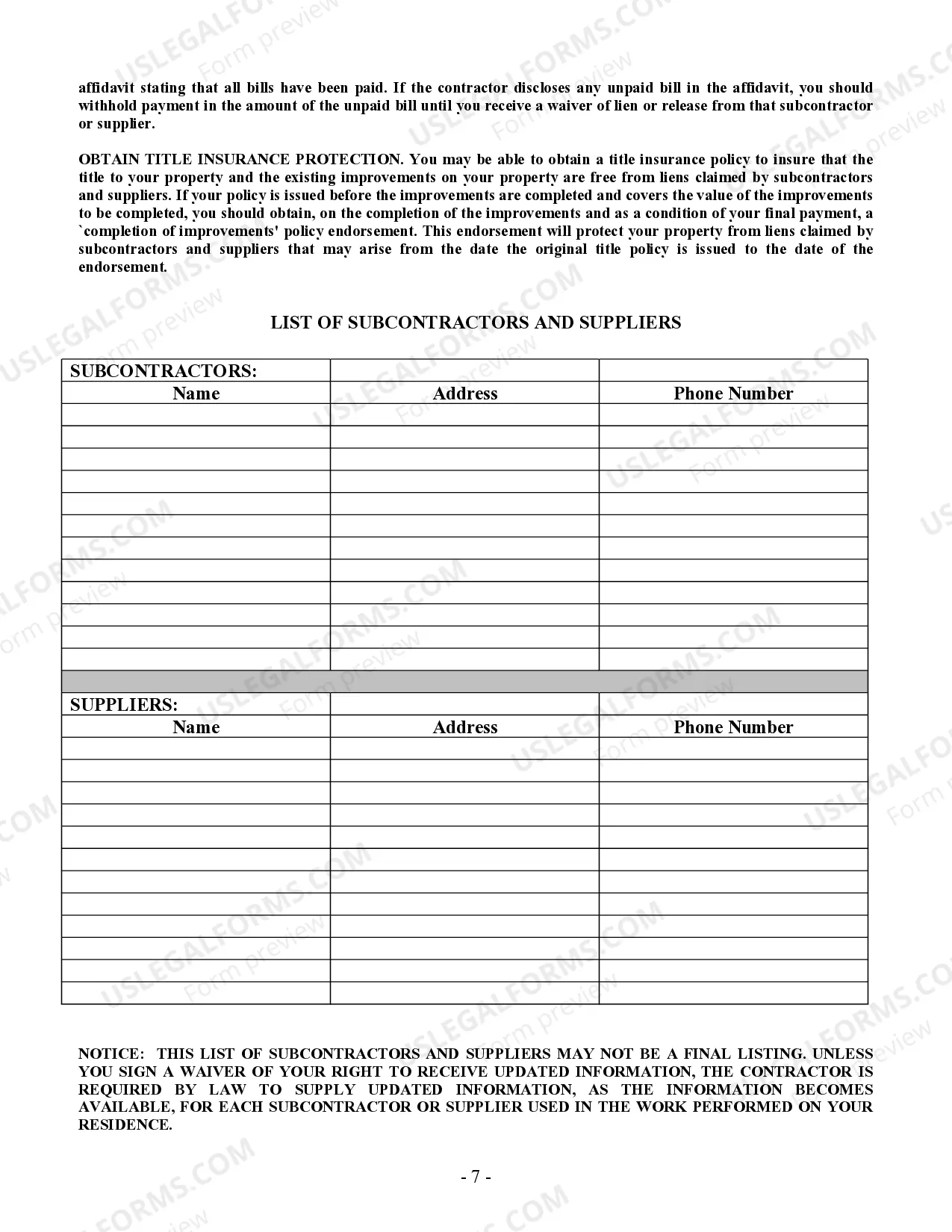Preview Insulation Contract for Contractor