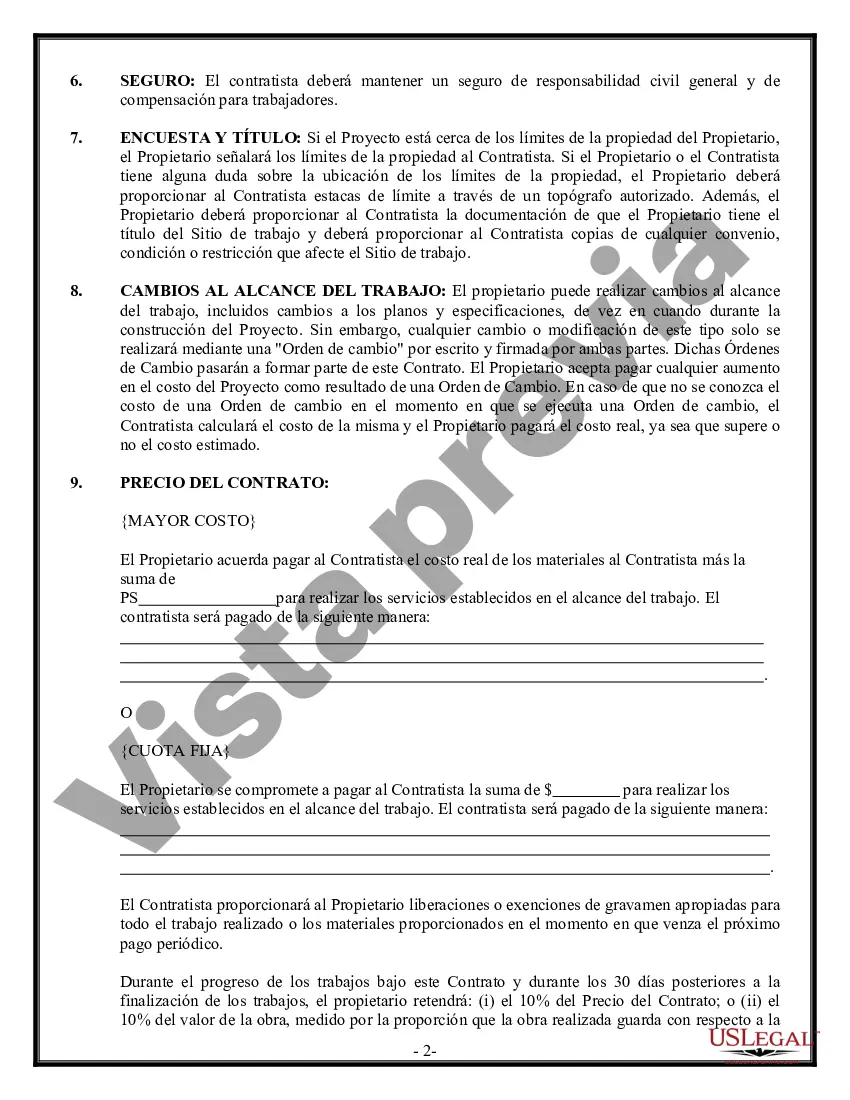 Preview Contrato de pavimentación para contratista