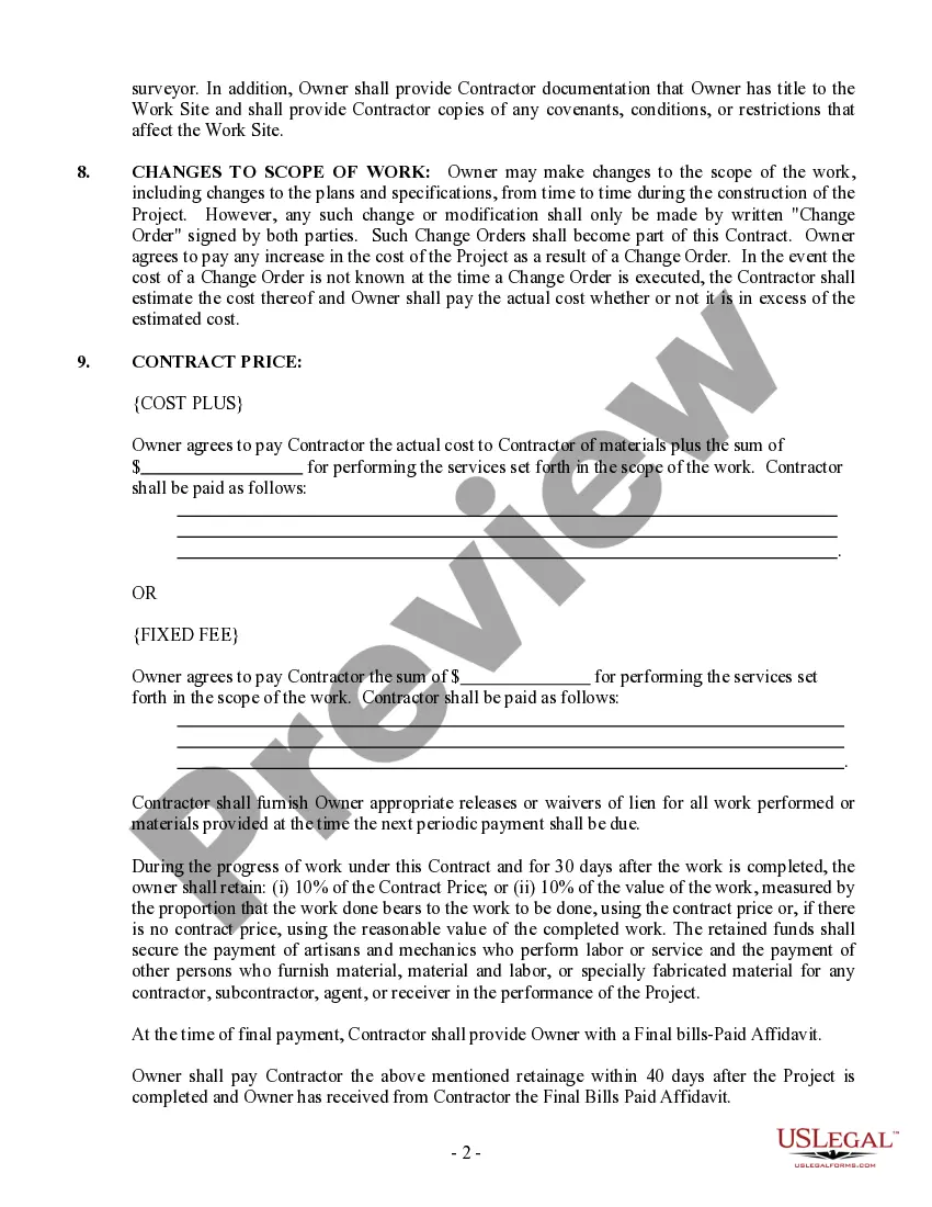 Preview Paving Contract for Contractor