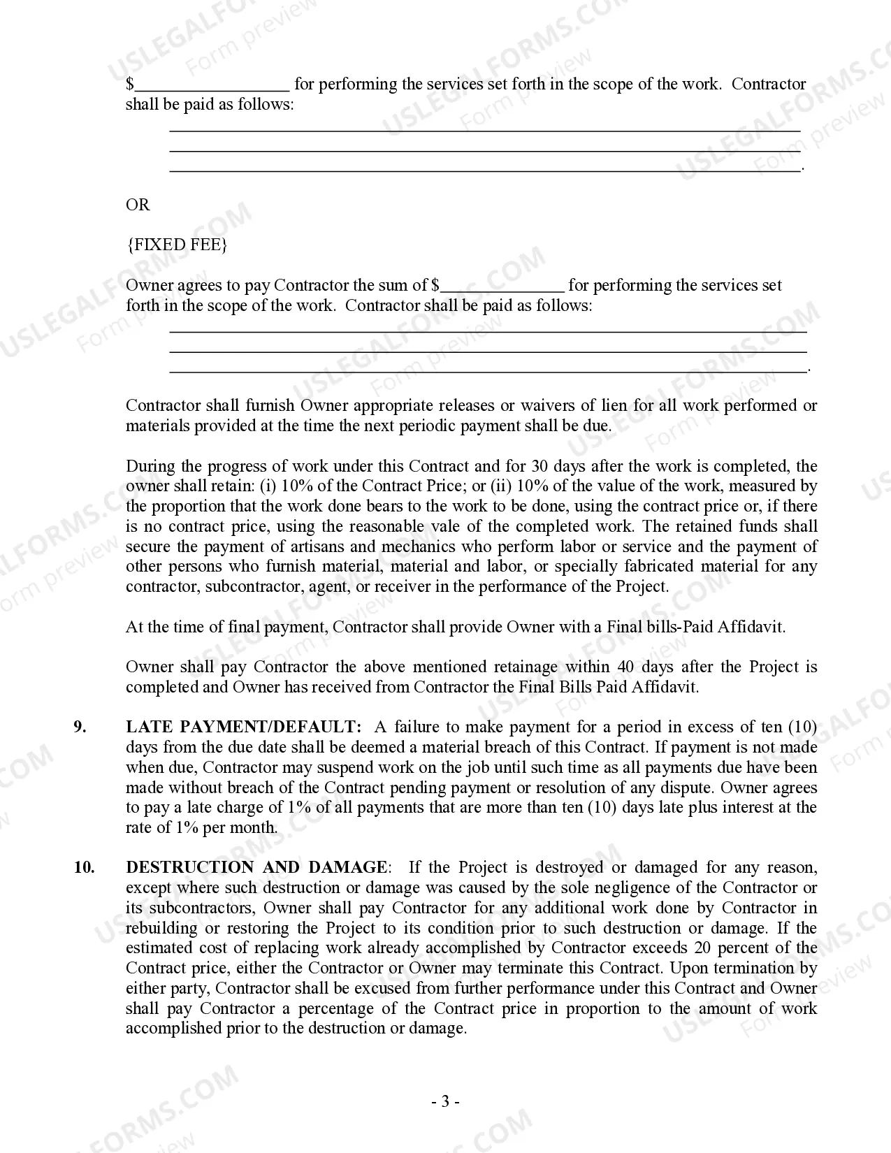 Preview Siding Contract for Contractor