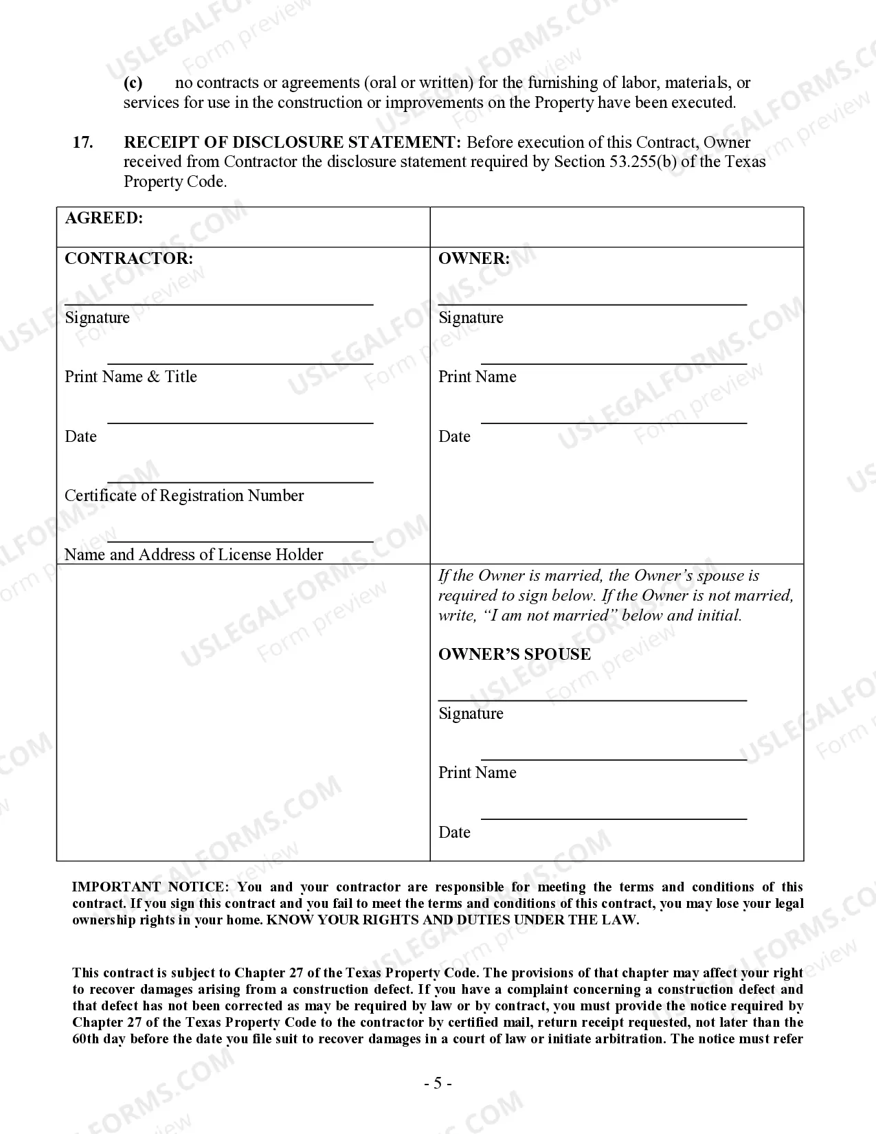 Preview Siding Contract for Contractor