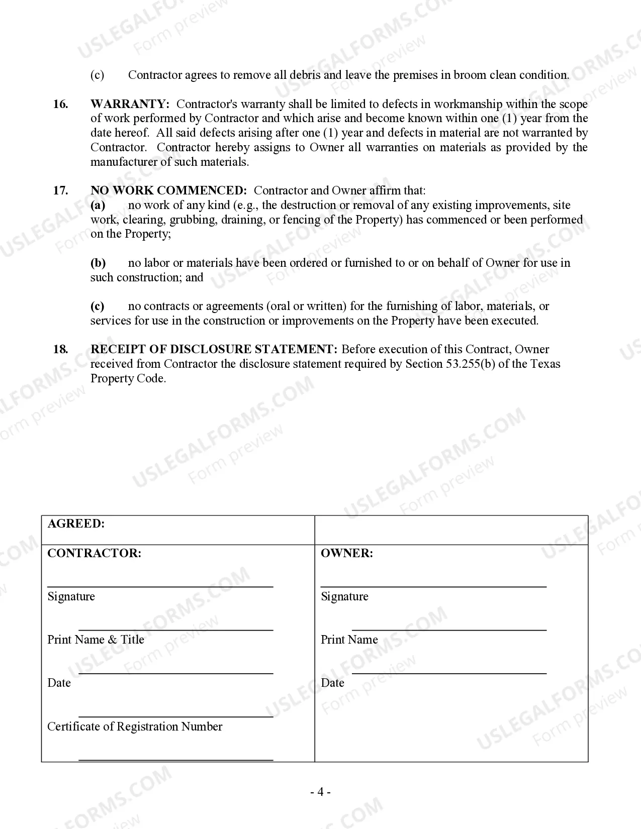 Preview Drainage Contract for Contractor
