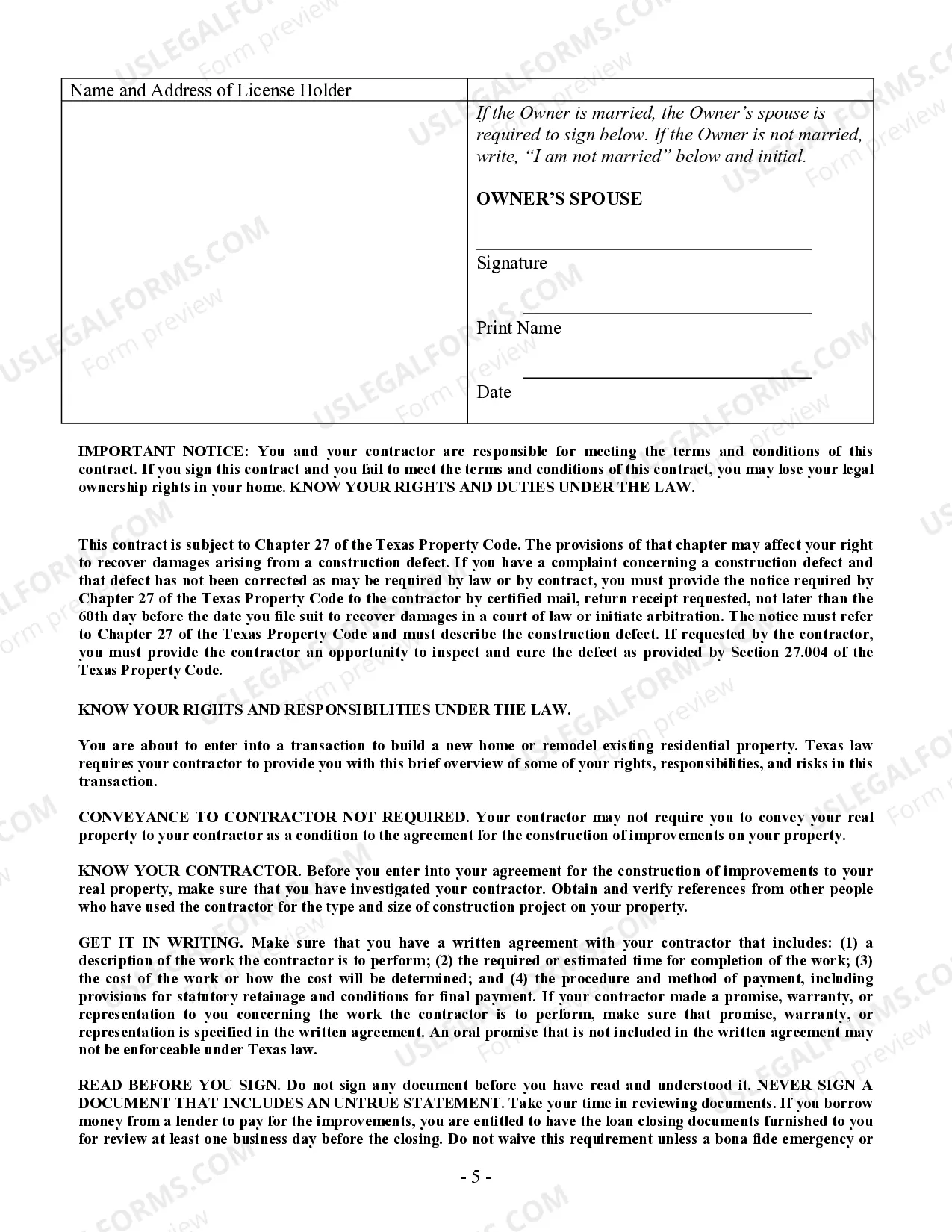 Preview Drainage Contract for Contractor