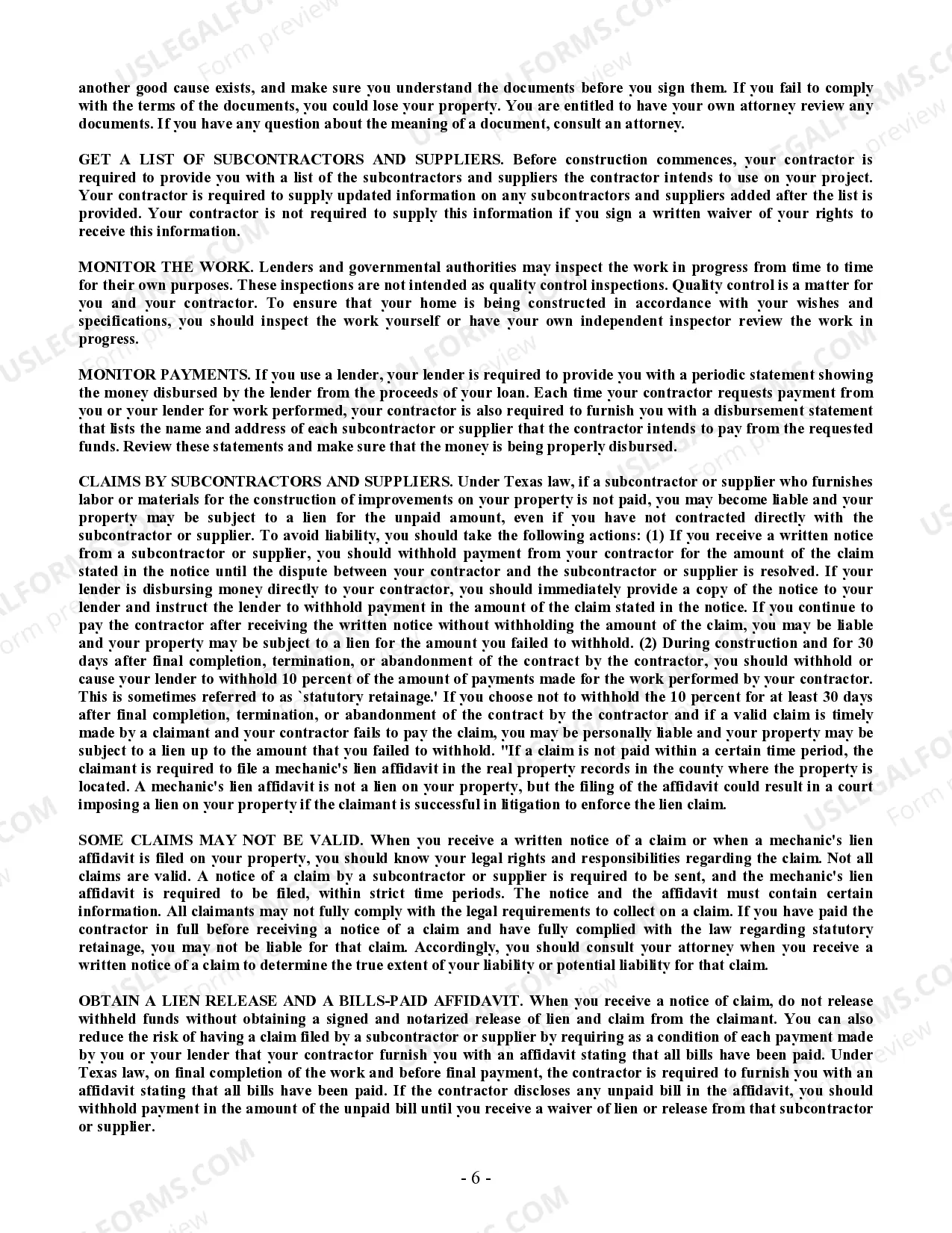 Preview Drainage Contract for Contractor