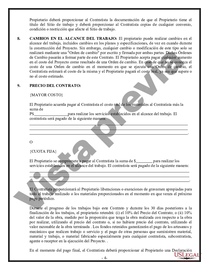 Preview Contrato de plomería para contratista