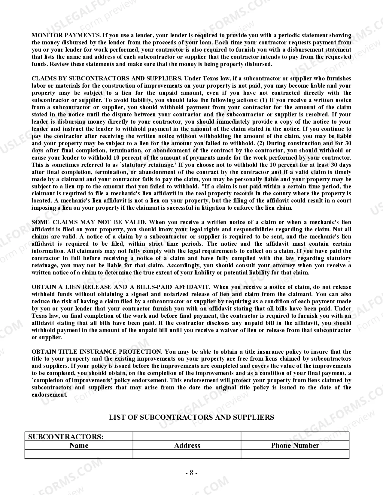 Preview Plumbing Contract for Contractor