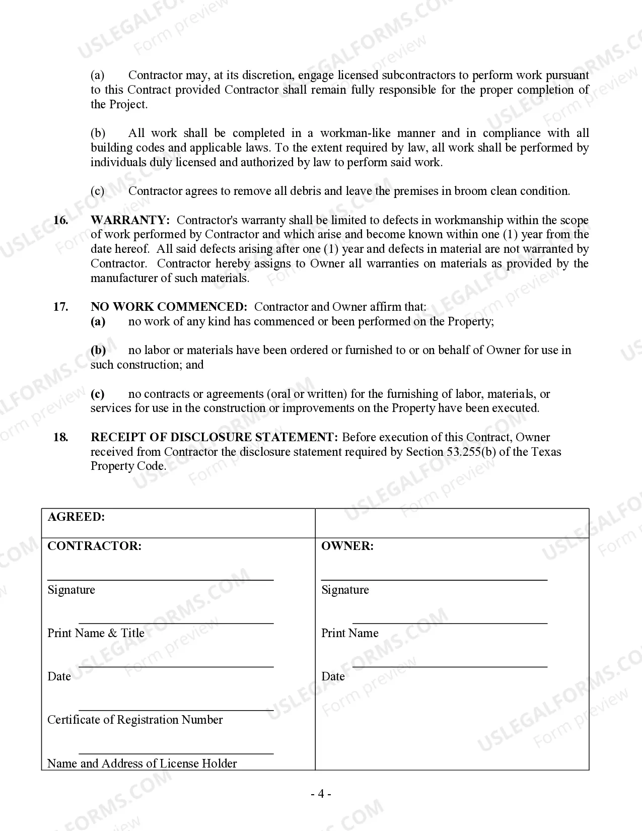 Preview Brick Mason Contract for Contractor