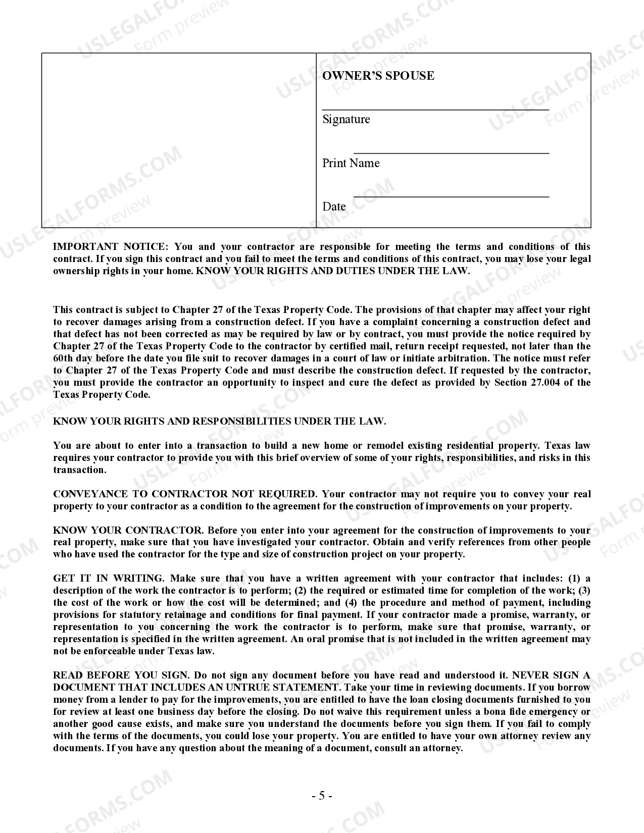 Preview Roofing Contract for Contractor