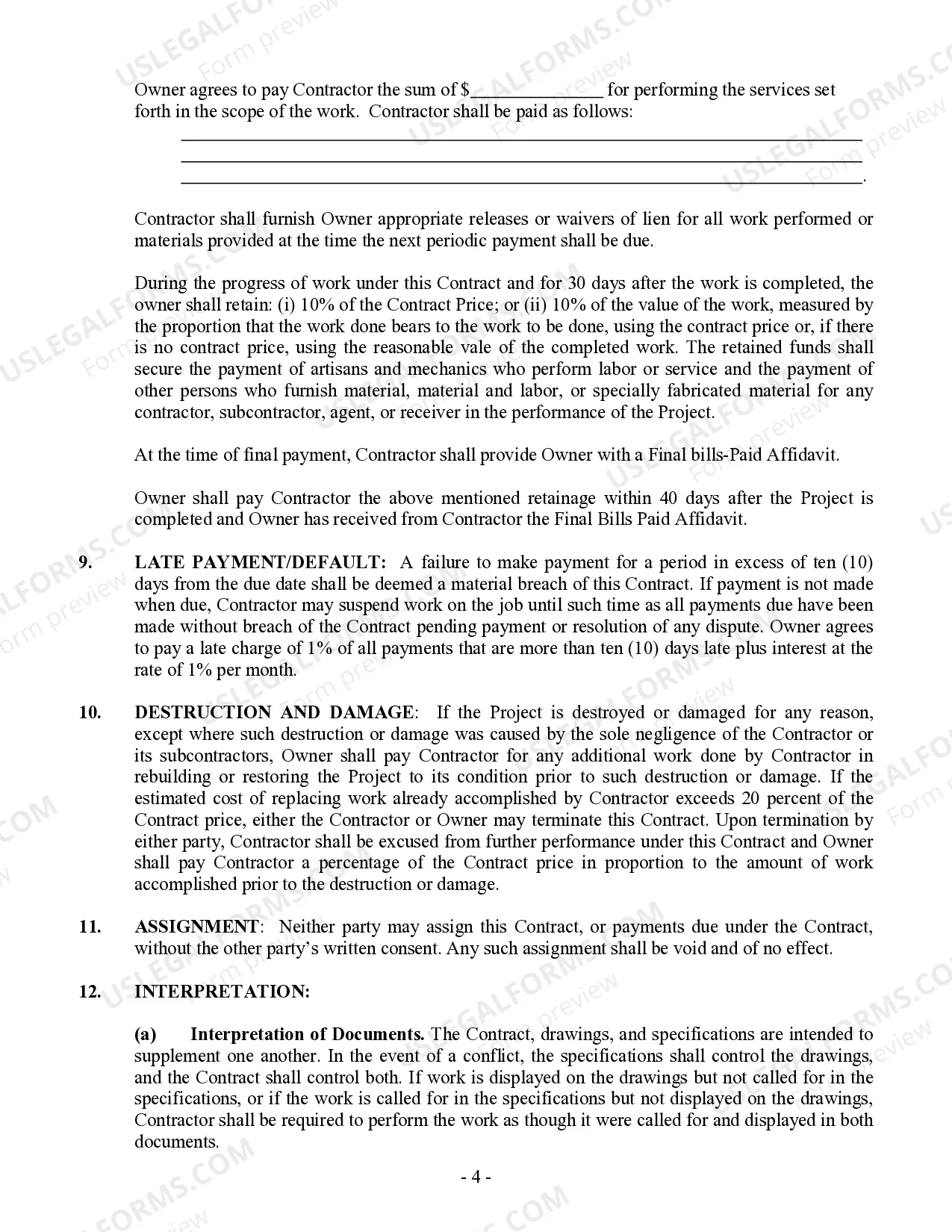 Preview Electrical Contract for Contractor