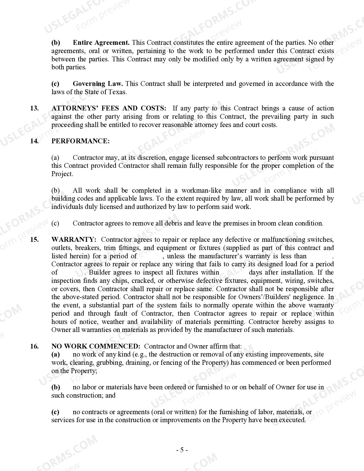 Preview Electrical Contract for Contractor