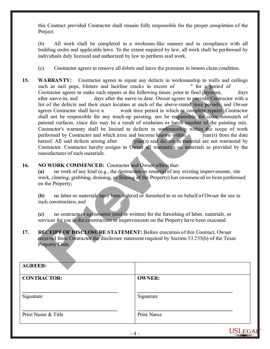 page 3 Sheetrock Drywall Contract for Contractor preview