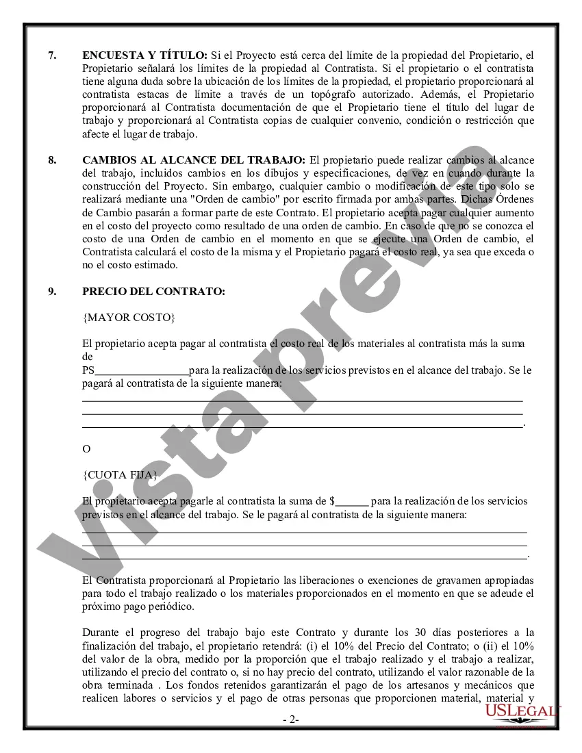 Preview Costo del contrato de construcción más o tarifa fija