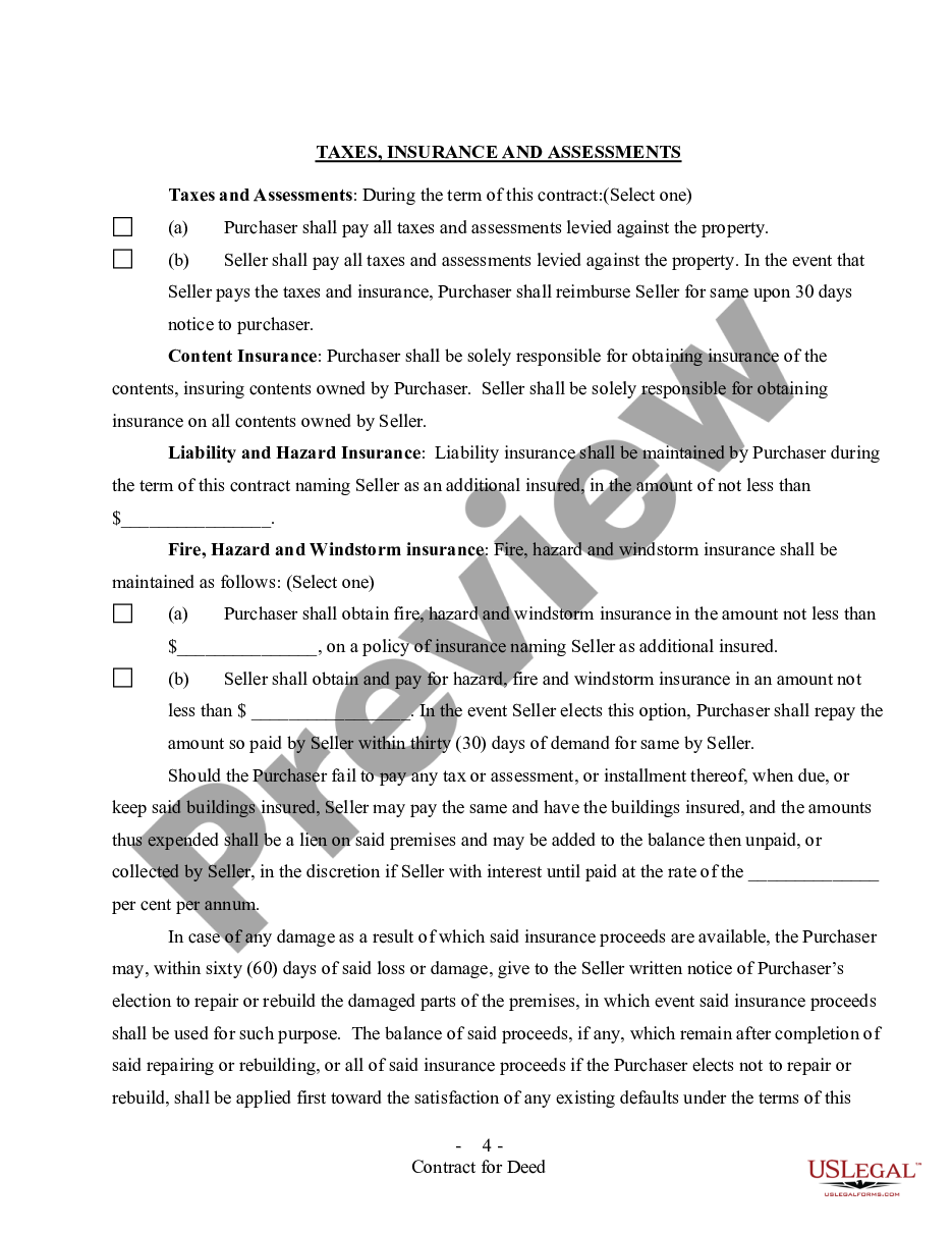 page 4 All Texas Contract for Deed Forms for Residential Use - Land Contract, Agreement for Deed, Executory Contract preview