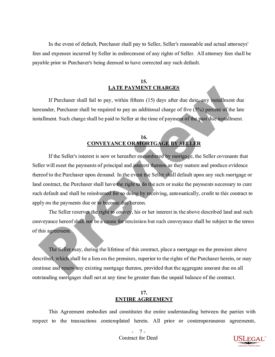 page 7 All Texas Contract for Deed Forms for Residential Use - Land Contract, Agreement for Deed, Executory Contract preview