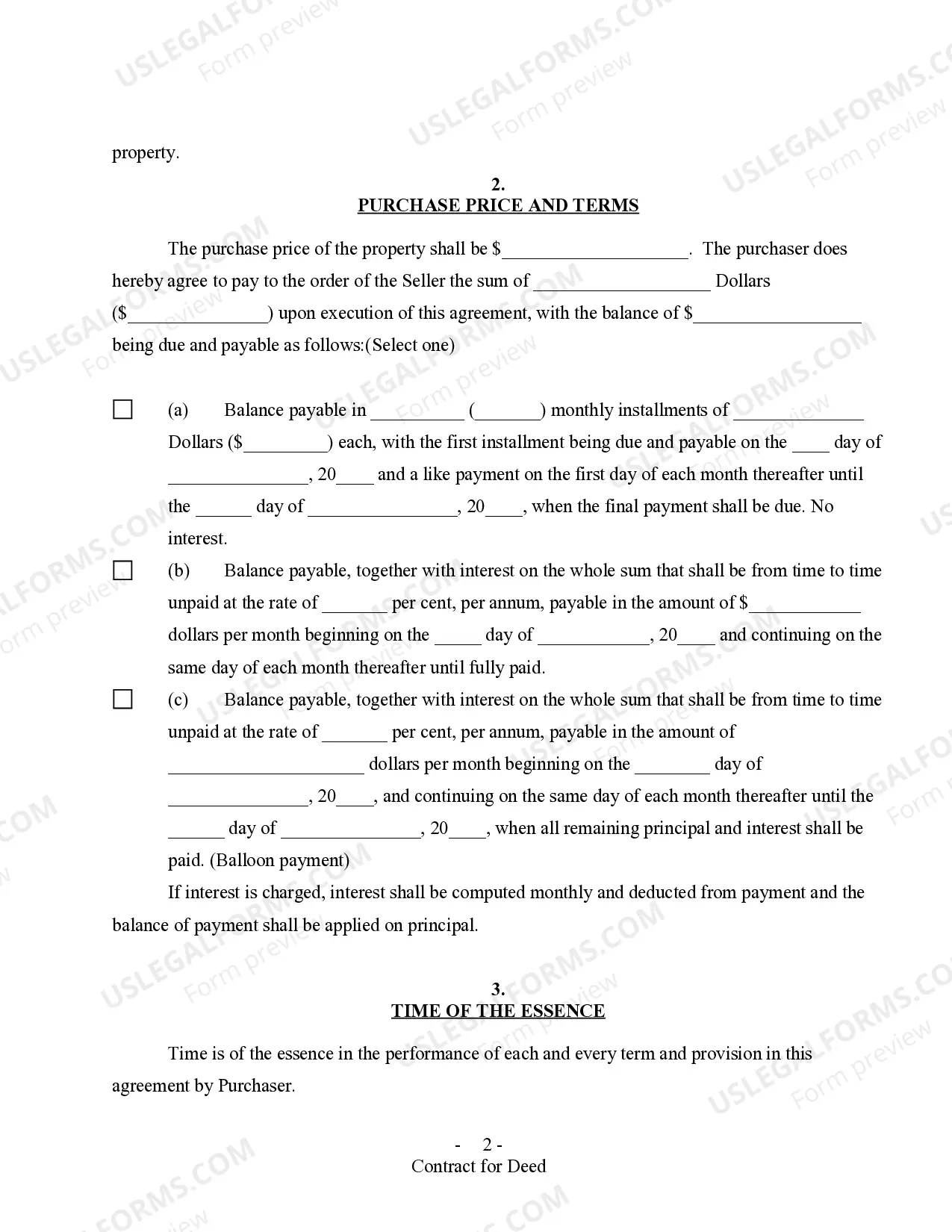 Preview All Texas Contract for Deed Forms for Residential Use - Land Contract, Agreement for Deed, Executory Contract