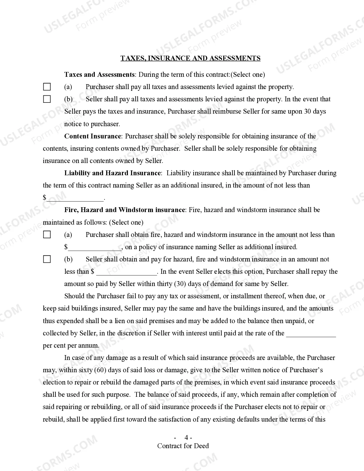 Preview All Texas Contract for Deed Forms for Residential Use - Land Contract, Agreement for Deed, Executory Contract