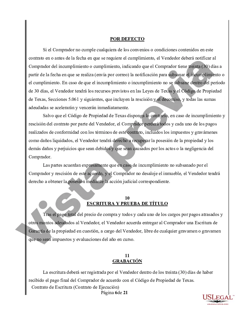 Preview Acuerdo o Contrato de Escritura a/k/a Terreno o Contrato de Ejecución - No residencial