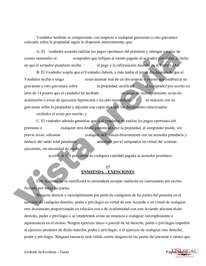 Preview Acuerdo o Contrato de Escritura a/k/a Terreno o Contrato de Ejecución - Uso Residencial Únicamente