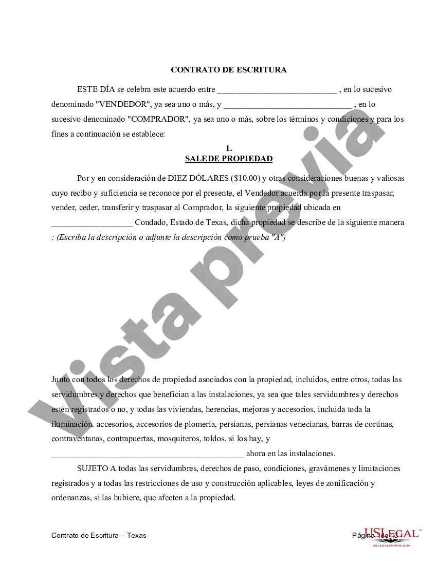 Preview Acuerdo o Contrato de Escritura a/k/a Terreno o Contrato de Ejecución - Uso Residencial Únicamente