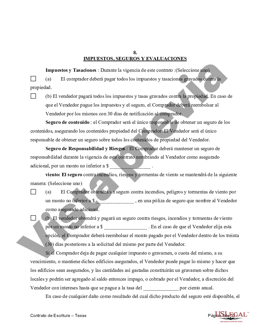 Preview Acuerdo o Contrato de Escritura a/k/a Terreno o Contrato de Ejecución - Uso Residencial Únicamente