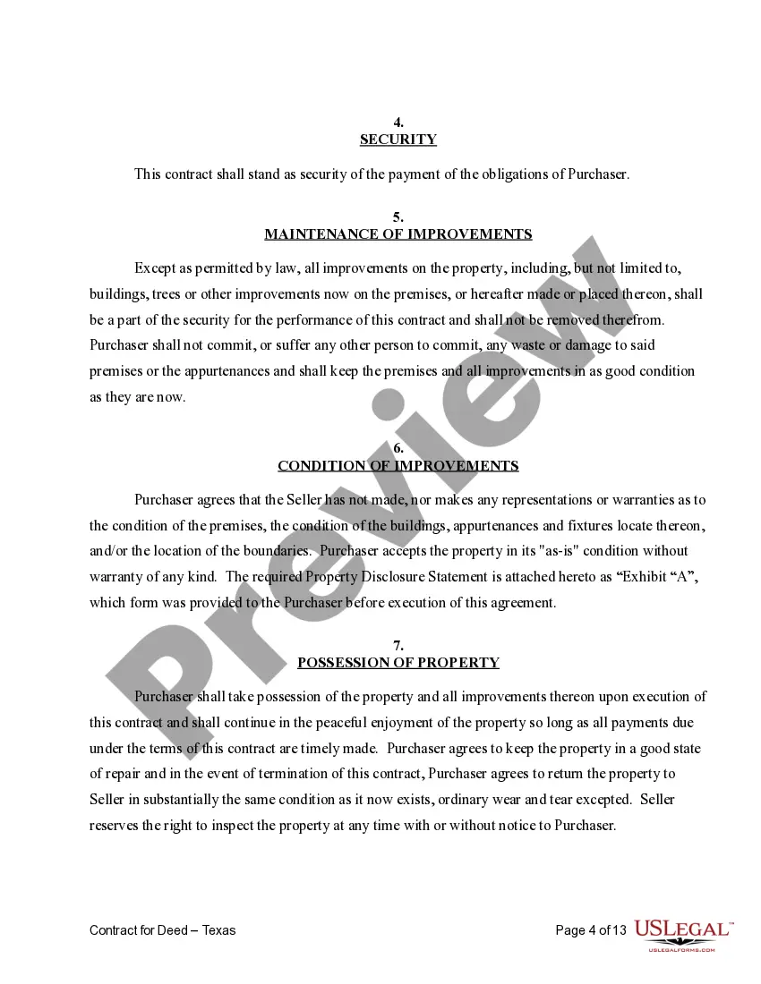 Preview Agreement or Contract for Deed a/k/a Land or Executory Contract - Residential Use Only