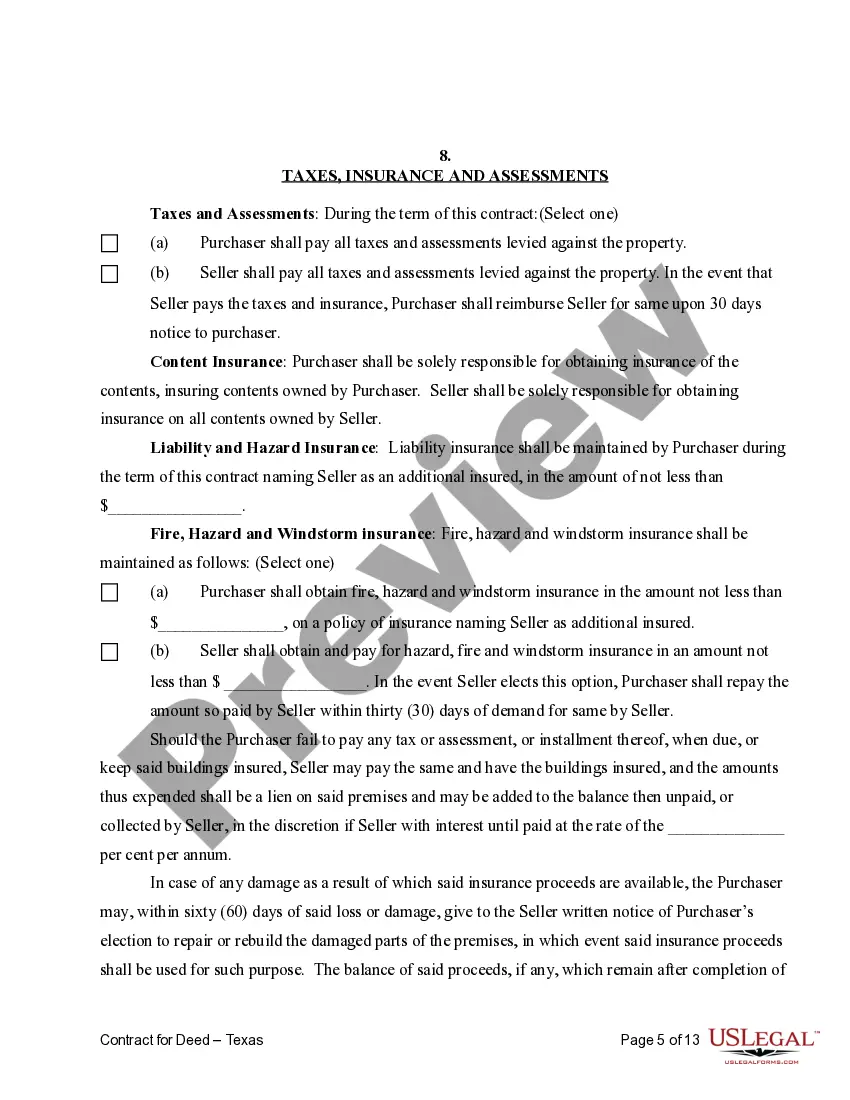 Preview Agreement or Contract for Deed a/k/a Land or Executory Contract - Residential Use Only