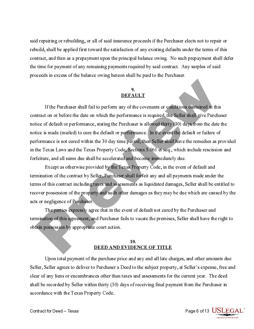 Preview Agreement or Contract for Deed a/k/a Land or Executory Contract - Residential Use Only