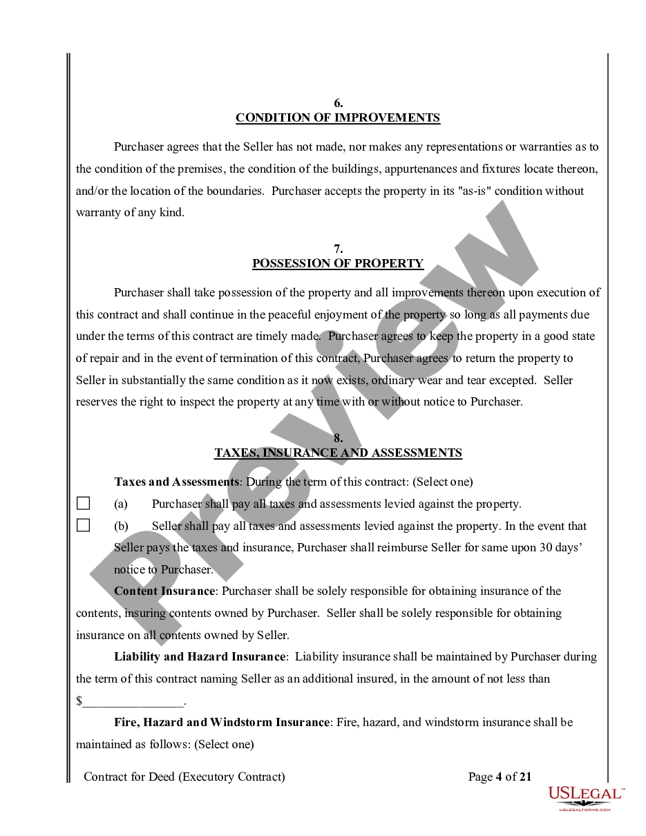 page 4 Agreement or Contract for Deed a/k/a Land or Executory Contract - Nonresidential preview