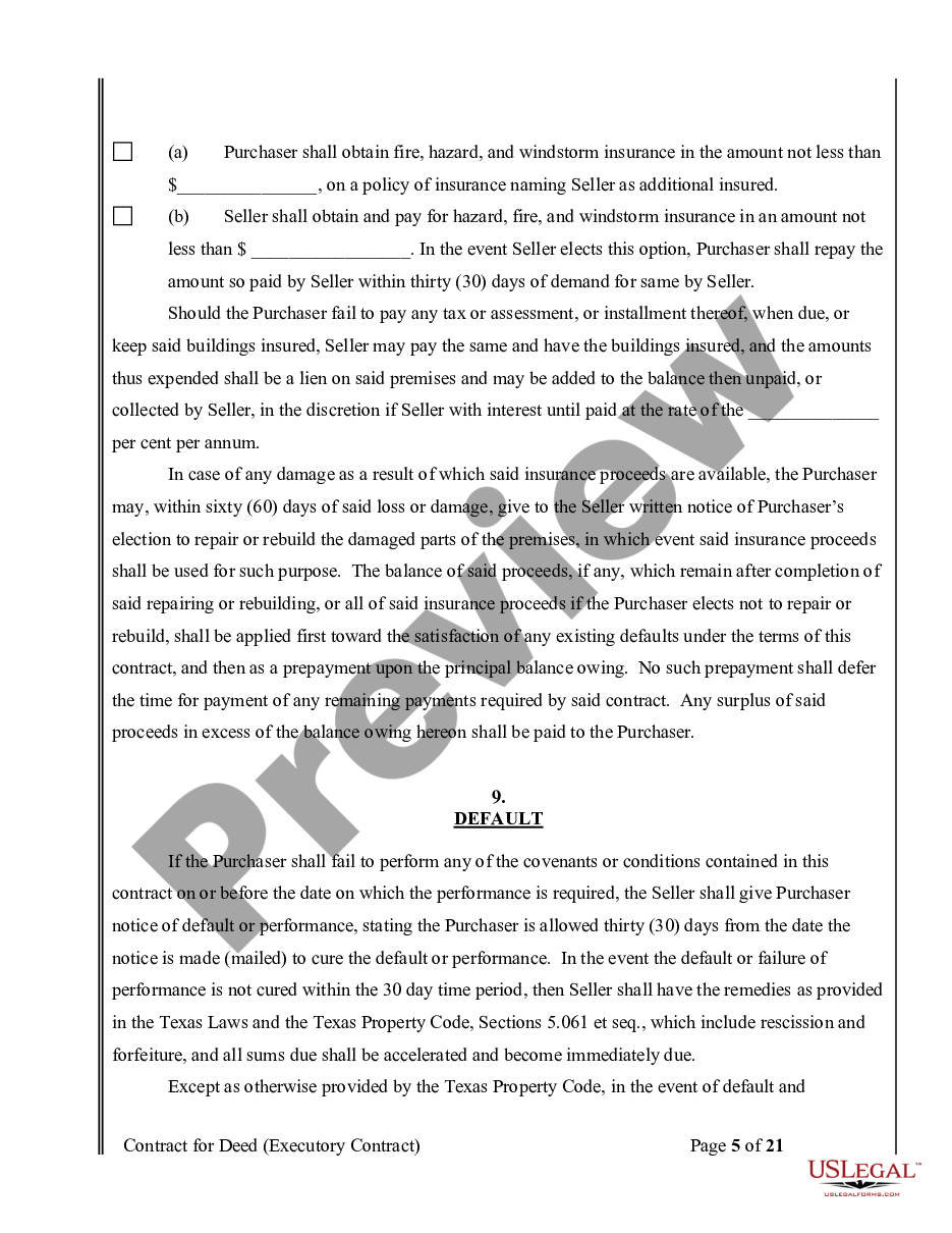 page 5 Agreement or Contract for Deed a/k/a Land or Executory Contract - Nonresidential preview