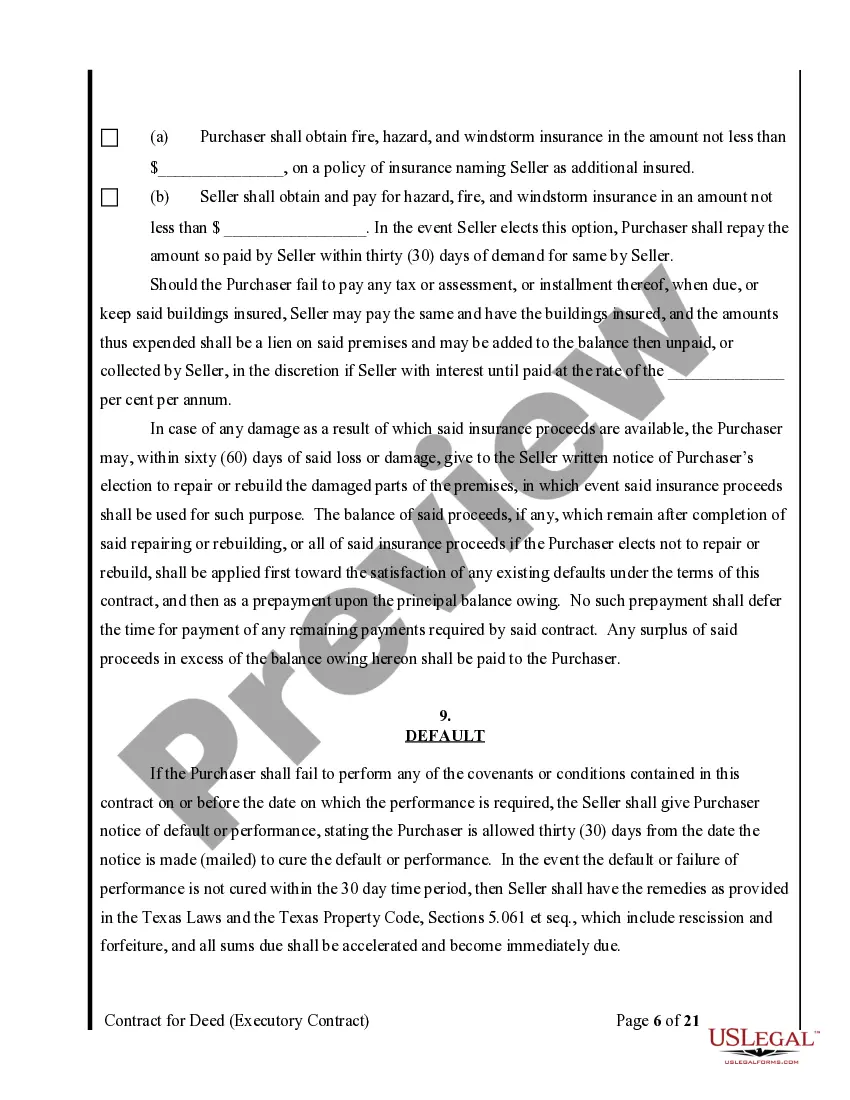 Preview Agreement or Contract for Deed a/k/a Land or Executory Contract - Nonresidential