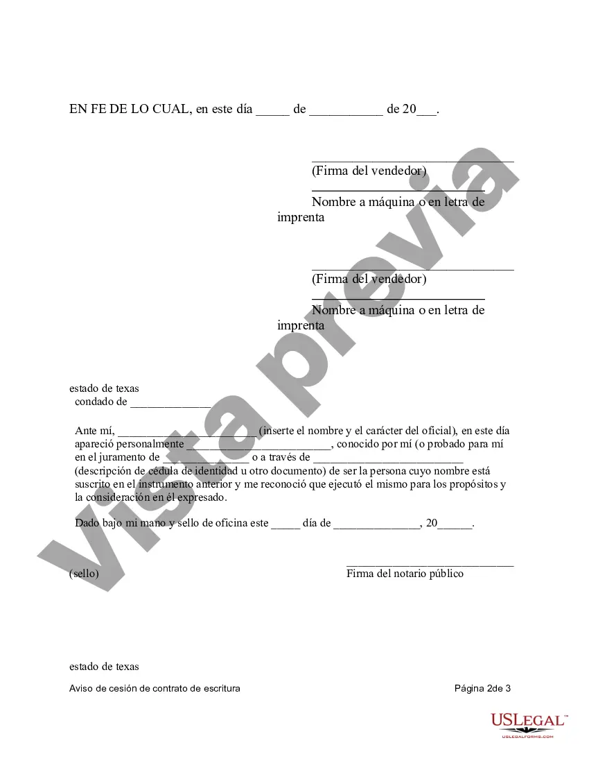 Preview Aviso de cesión de contrato de escritura