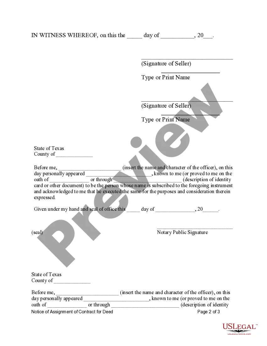 Get Notice of Assignment of Contract for Deed Preview Notice of Assignment of Contract for Deed