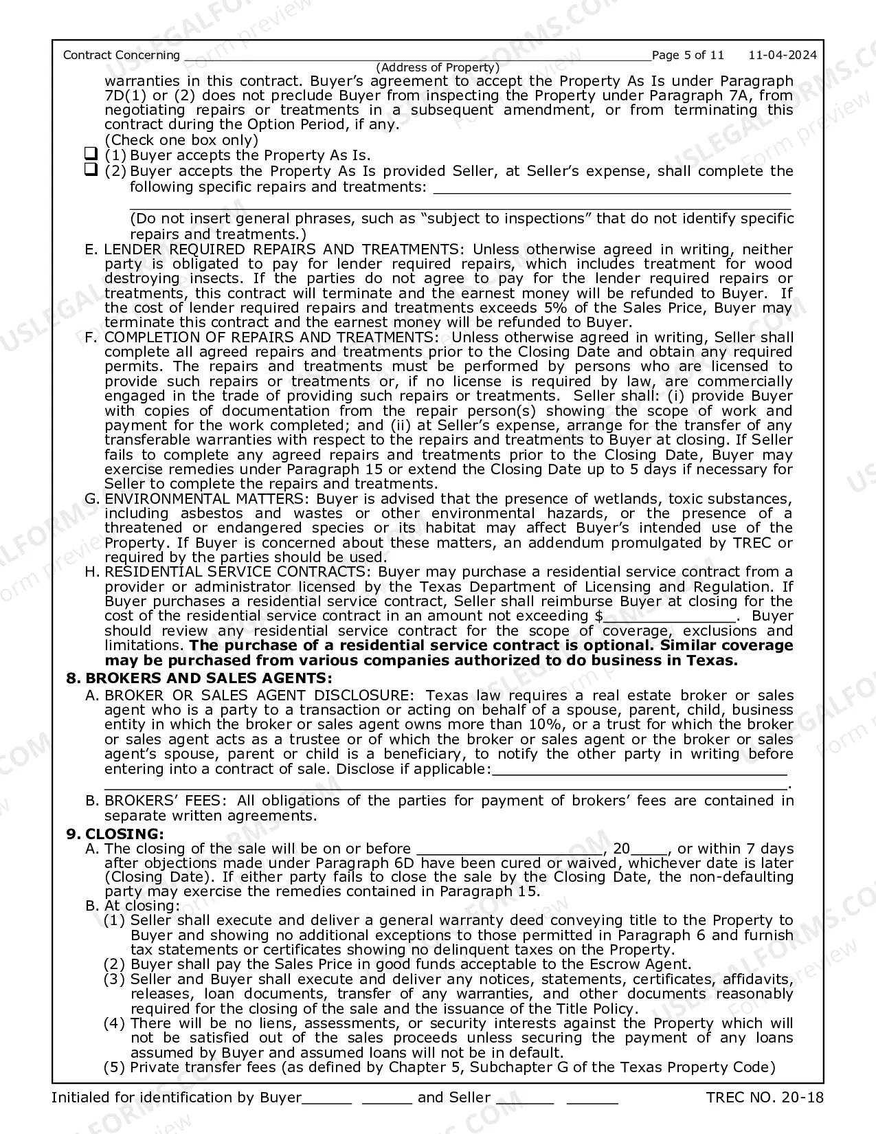Preview Contract for Sale and Purchase of Real Estate with No Broker for Residential Home Sale Agreement