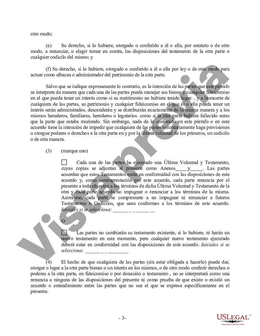 Preview Acuerdo prematrimonial prenupcial de Texas sin estados financieros