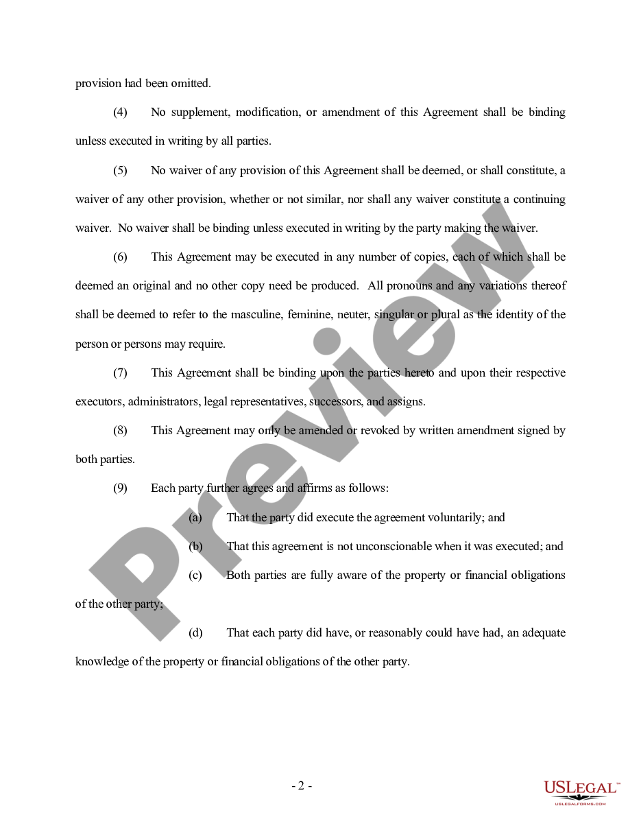 form Amendment to Prenuptial or Premarital Agreement preview