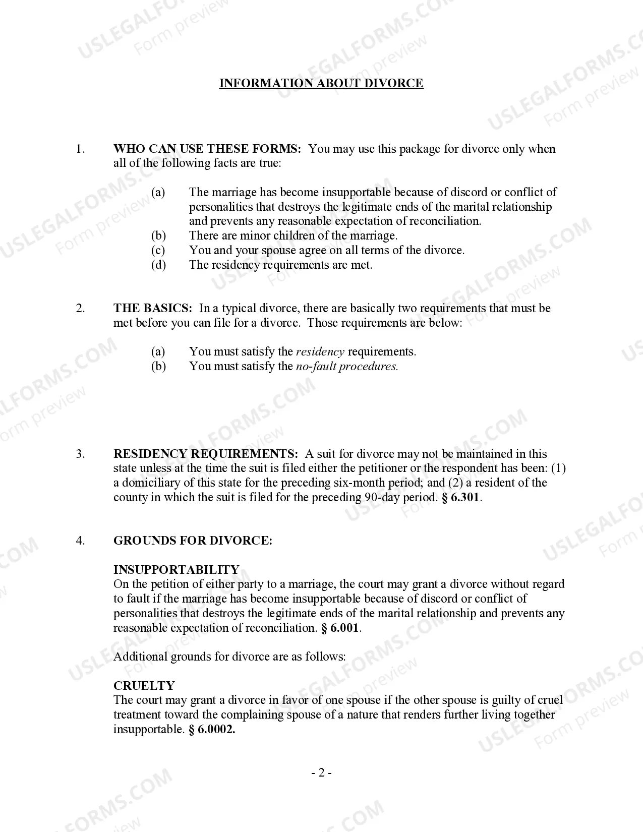 Preview Texas No-Fault Agreed Uncontested Divorce Package for Dissolution of Marriage for people with Minor Children