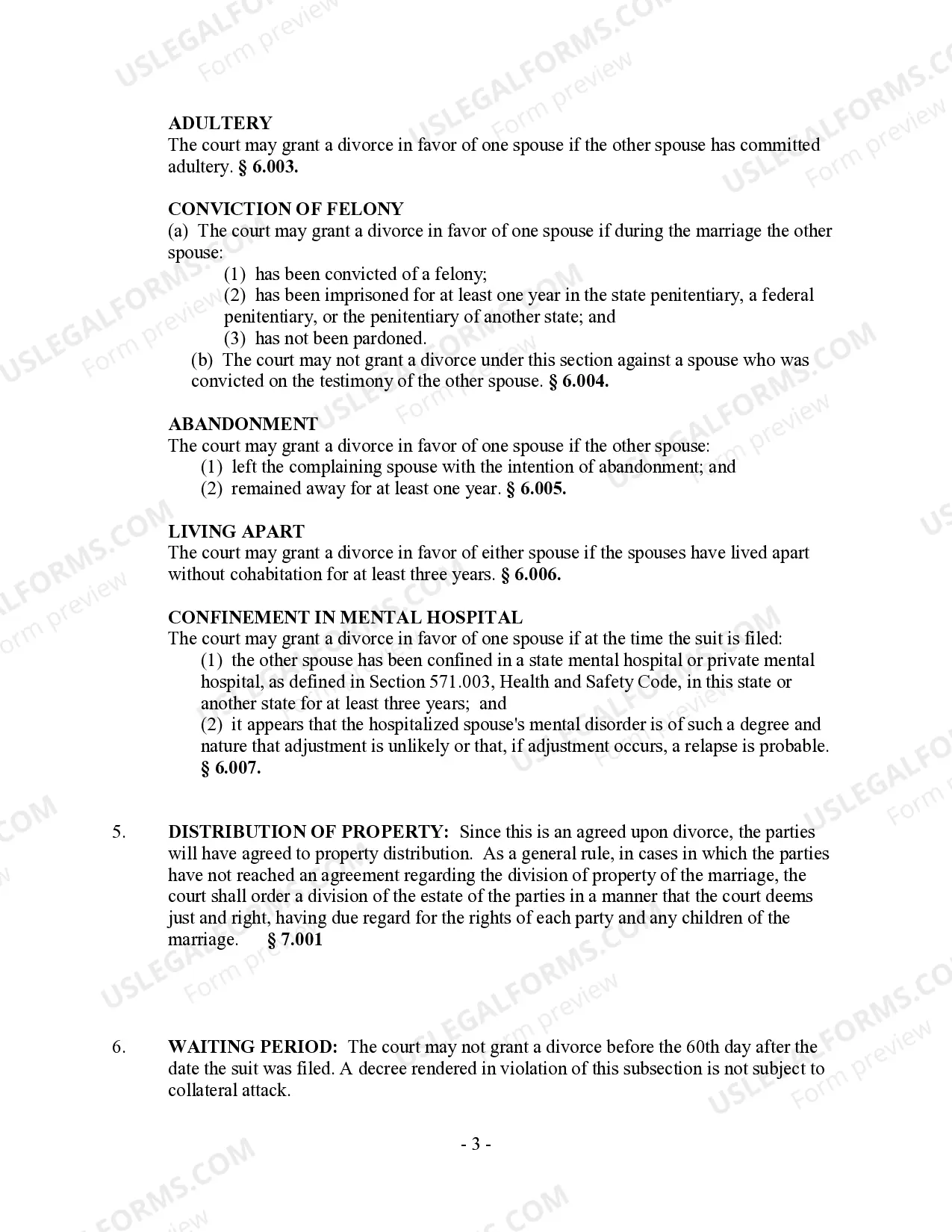Preview Texas No-Fault Agreed Uncontested Divorce Package for Dissolution of Marriage for people with Minor Children