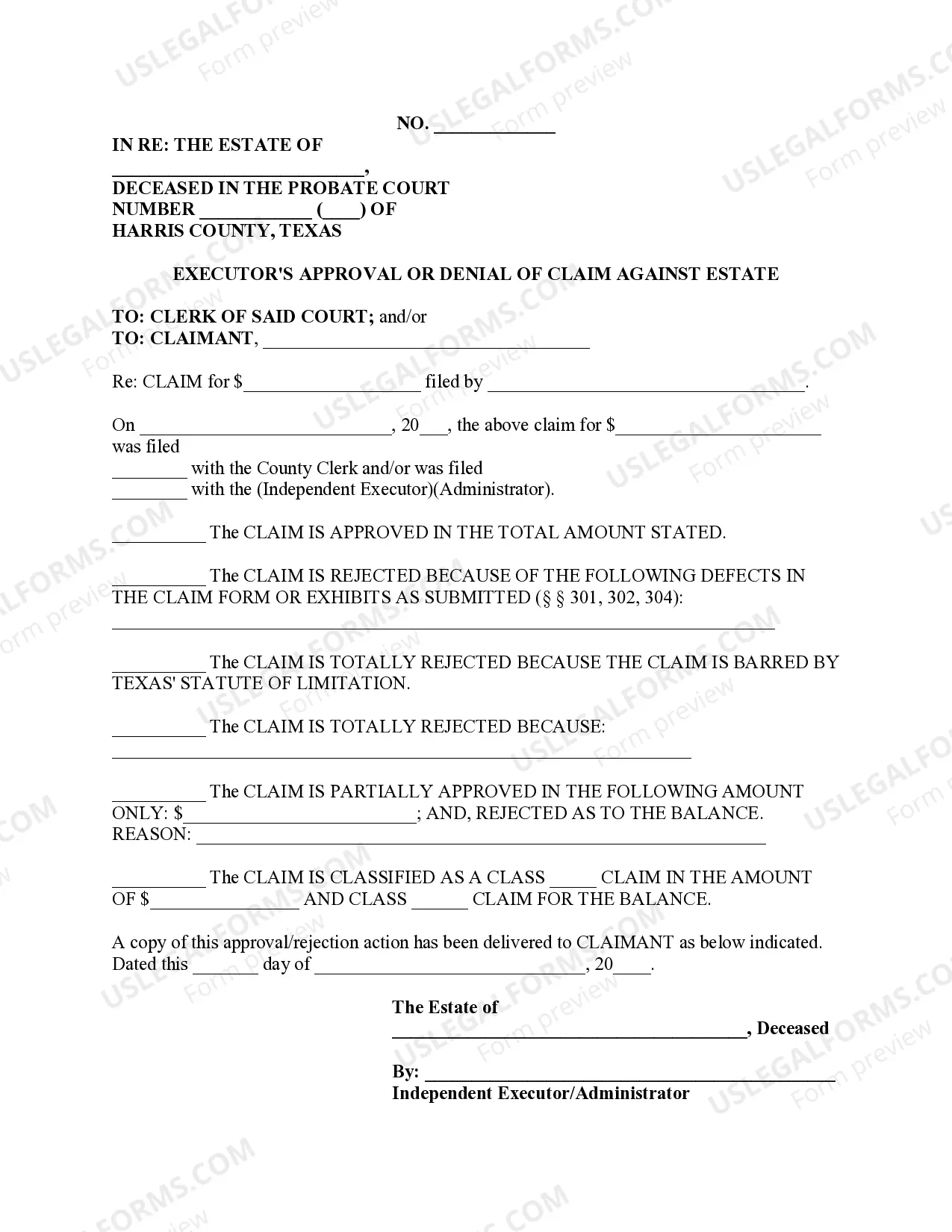 Preview Sworn Statement Supporting Claim Against Estate