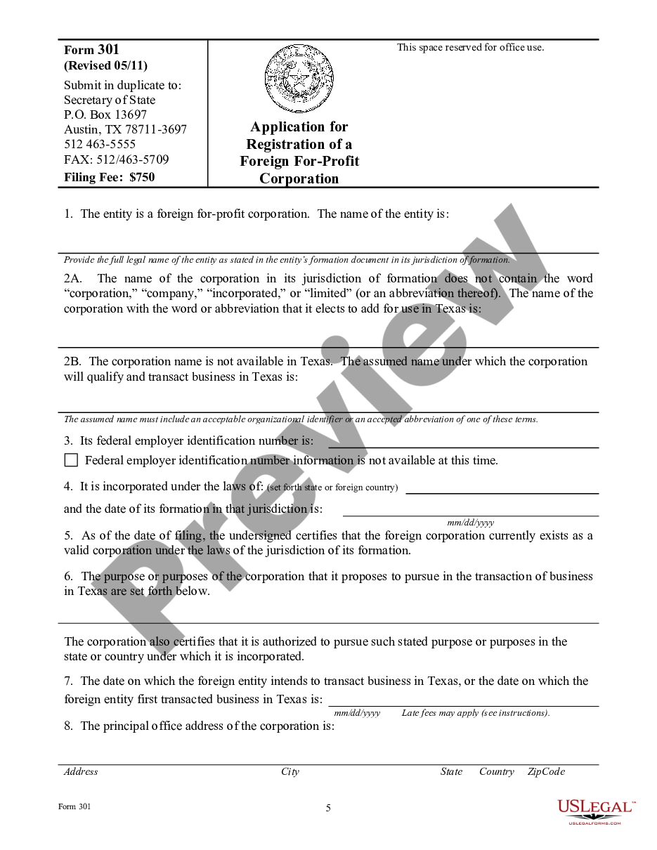 page 4 Texas Registration of Foreign Corporation preview