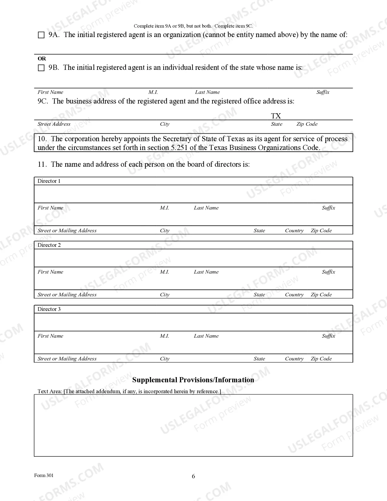 Preview Texas Registration of Foreign Corporation