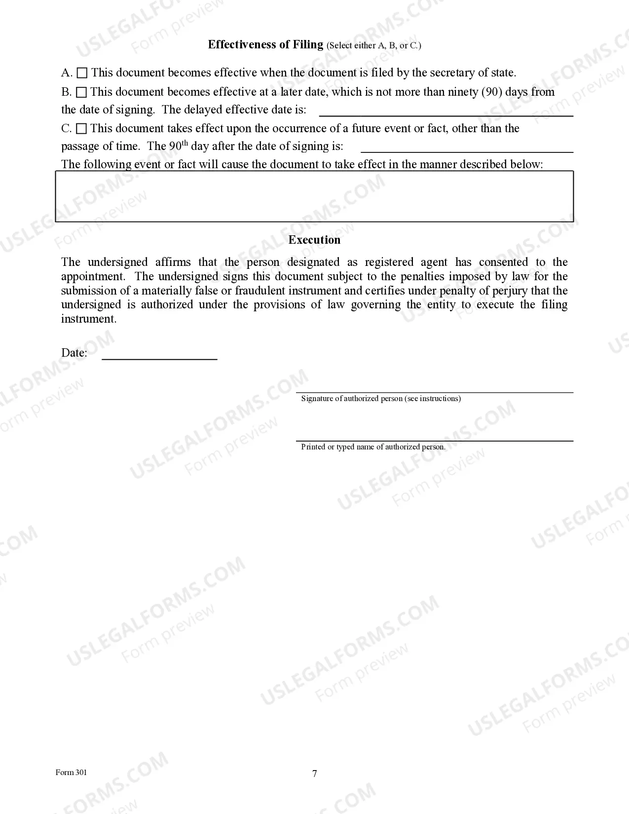 Preview Texas Registration of Foreign Corporation