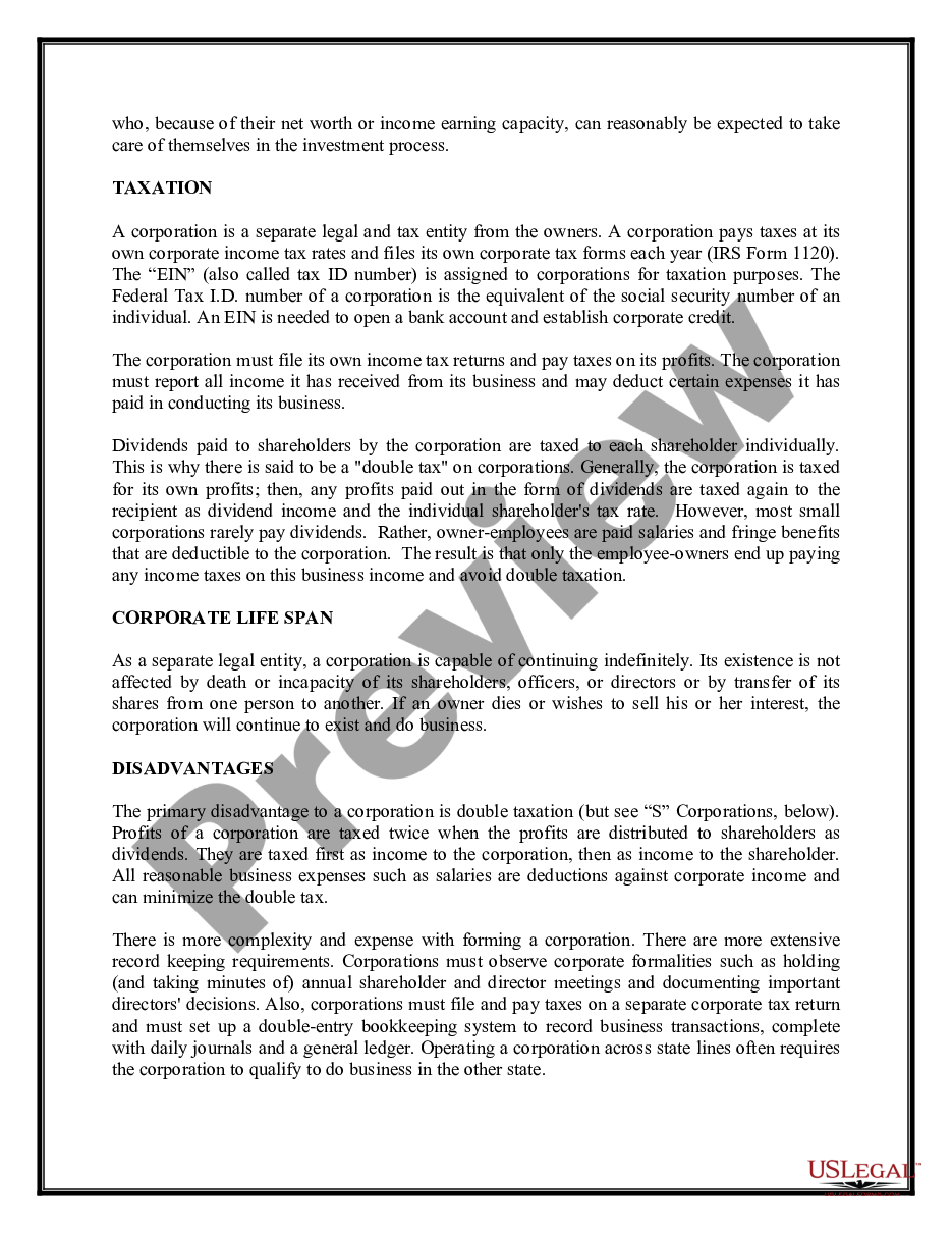 page 5 Texas Business Incorporation Package to Incorporate Corporation preview